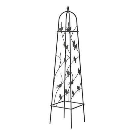 DDUPLEKS USA Panacea 64 in. Perching Birds Obelisk - Black PAN86803